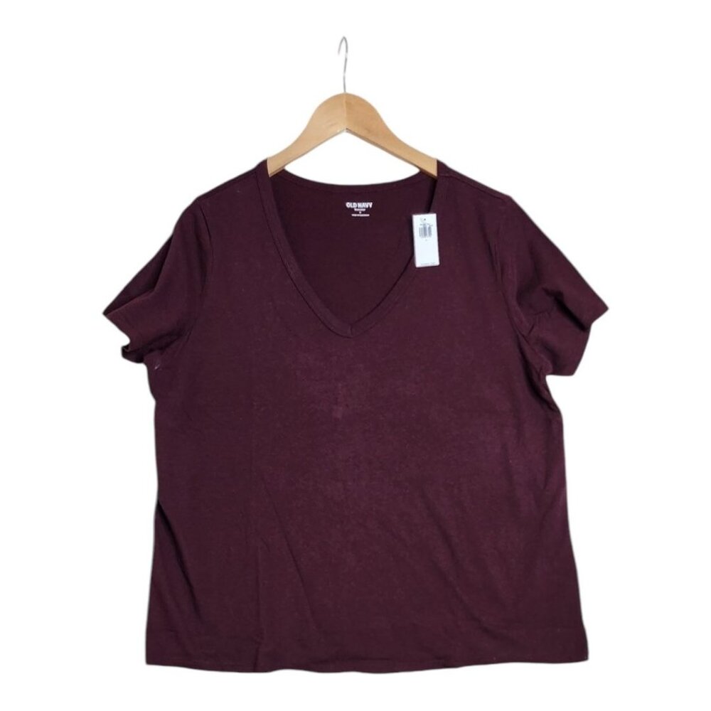 New Old Navy V-neck Short Sleeve Shirt size Large Maroon